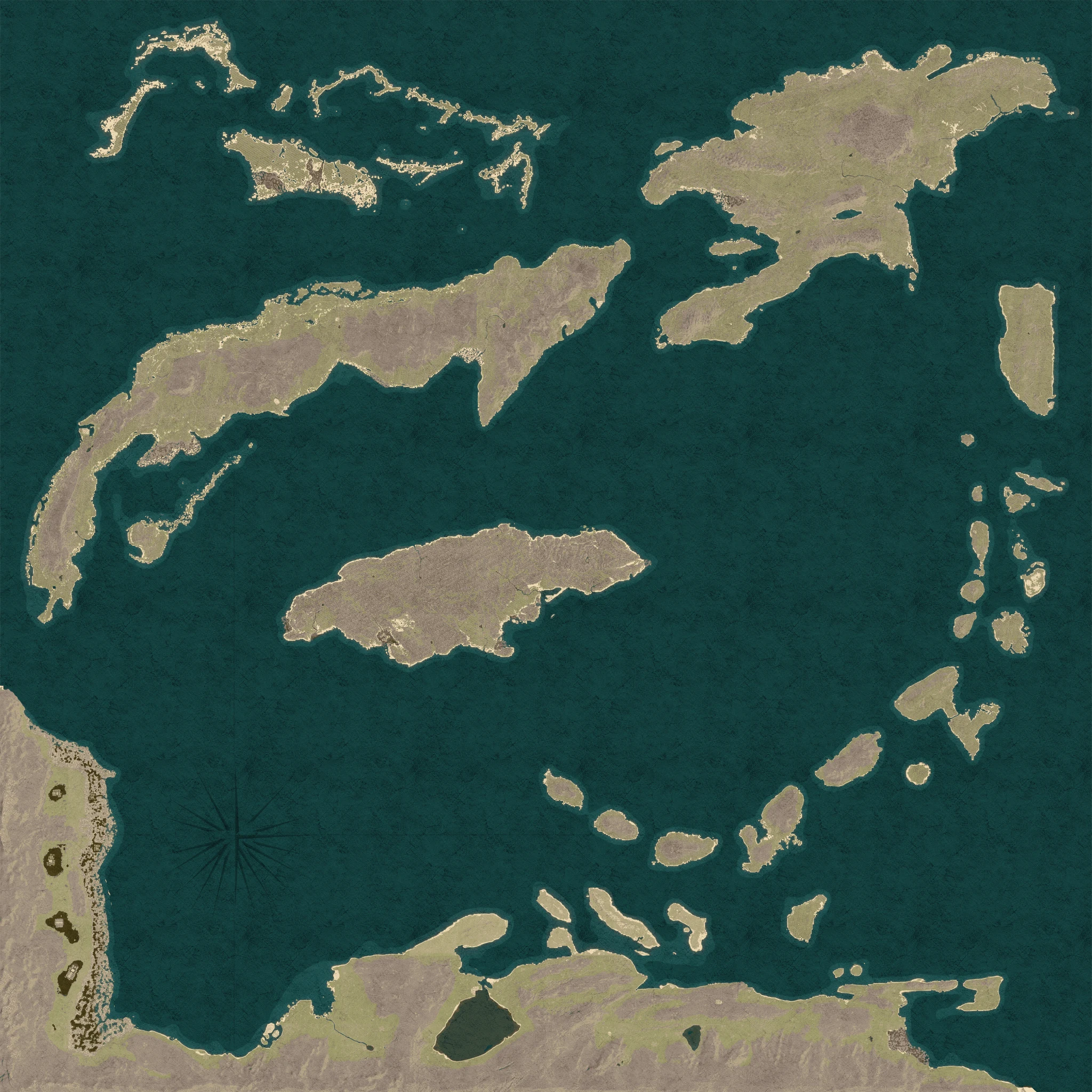The Sails Caribbean map with separate ocean and island artwork from Mapv2